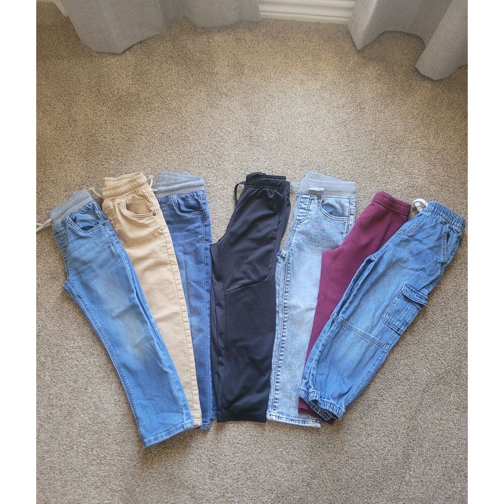 Boys Pants Lot 5T Bundle 7 Pairs Jeans Joggers Sweatpants Back to School